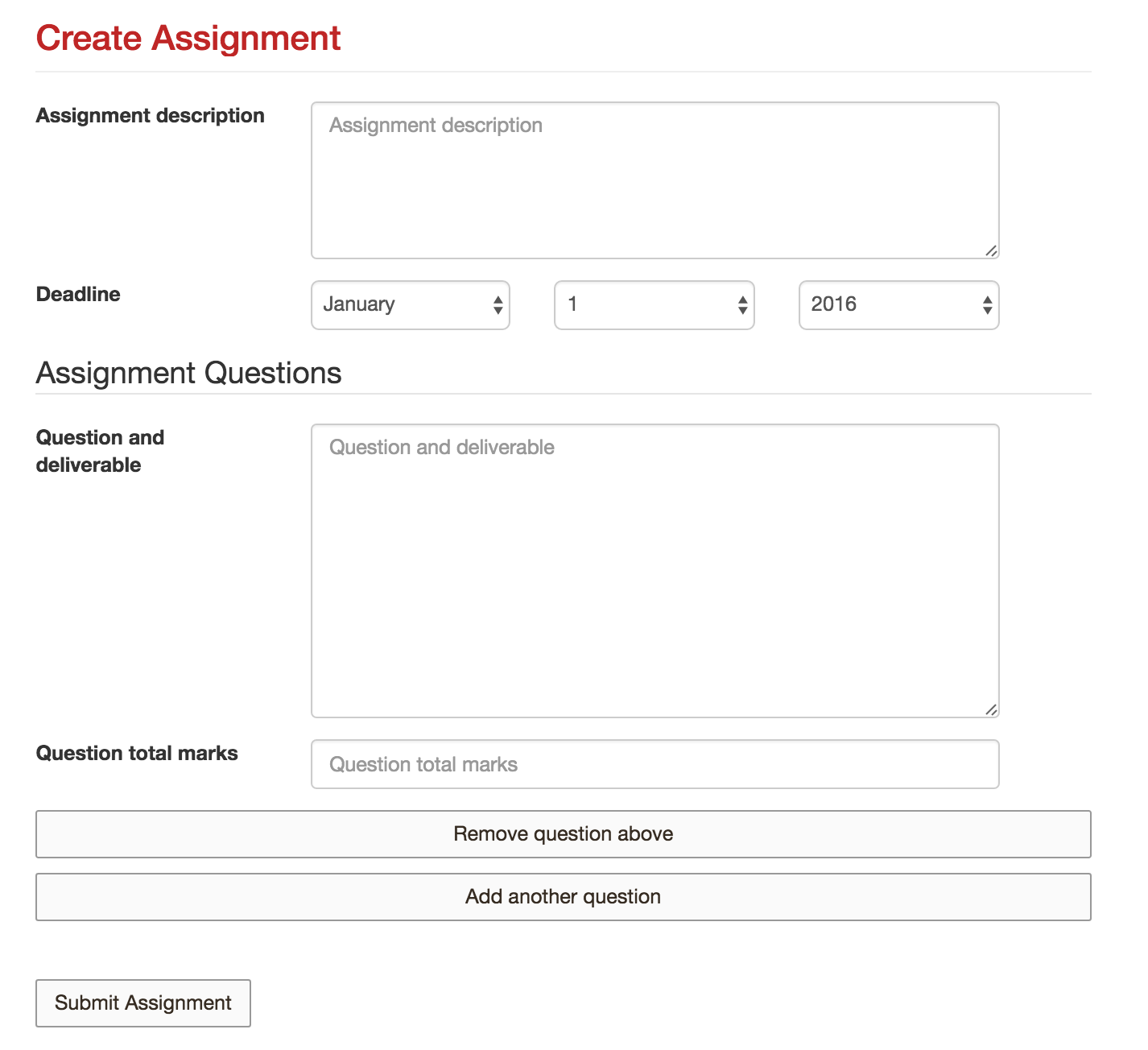 Assignment form